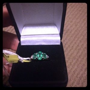 💍 NWT 10K White Gold Emerald/Diamond ring
